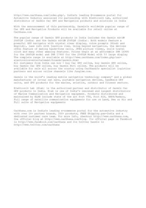 Carkhana Announces Partnership With Elektronik Lab For Online Retail of Garmin Car GPS Products In India