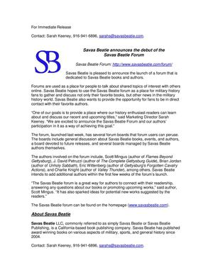 Savas Beatie announces the debut of the  Savas Beatie Forum
