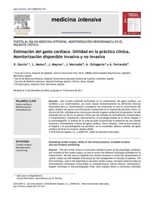 estimacion del gasto cardiaco monitoria invasiva y no invasiva
