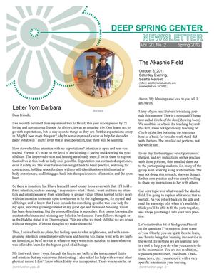 Deep Spring Newsletter, Spring 2012, Vol. 20, No. 2