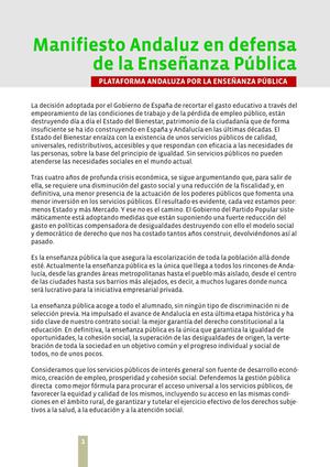 Manifiesto Andaluz en defensa de la Enseñanza Pública