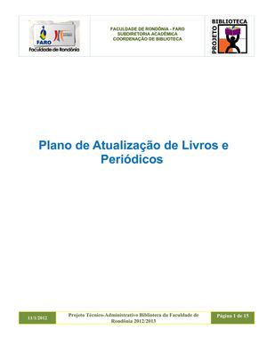 Plano de Atualização do Acervo FARO
