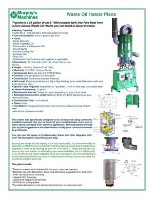 Waste Vegetable Oil Heater Plans  