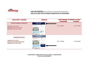 Tarifas de Página Web 2012