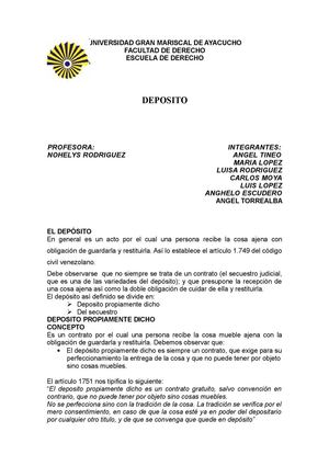 trabajo de deposito derecho civil