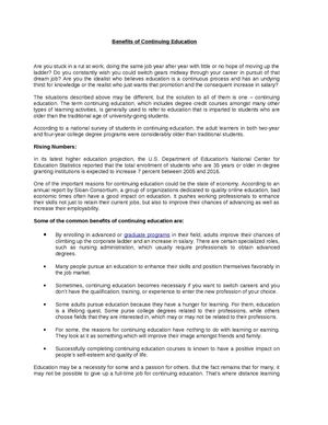 Benefits of Continuing Education