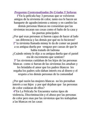 Preguntas Contextualizadas Criadas Y Señoras