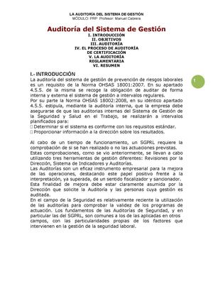 Auditoría del Sistema de Gestión