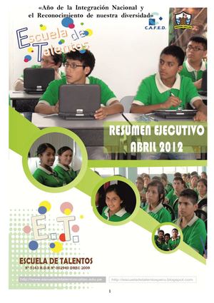RESUMEN EJECUTIVO ESCUELA DE TALENTOS