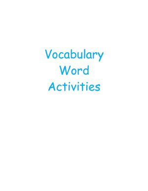 Calaméo - Vocabulary Word Activities
