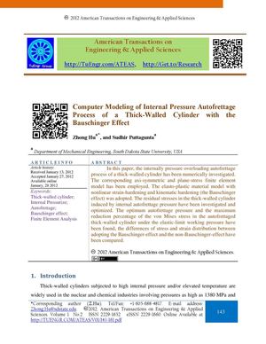 Computer Modeling of Internal Pressure Autofrettage Process of a Thick-Walled Cylinder with the Bauschinger Effect