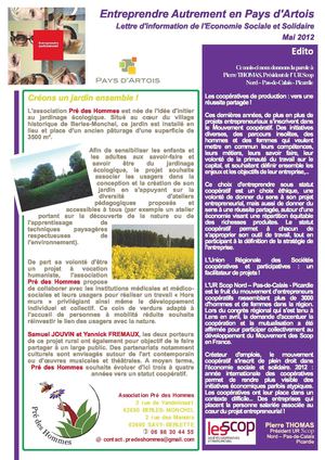 Lettre d'information Mai 2012 "Entreprendre Autrement en Pays d'Artois"