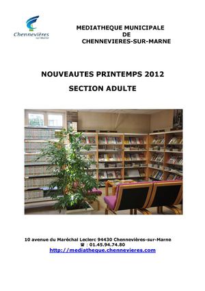 Nouveautes adulte printemps 2012