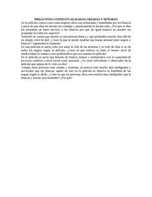 Preguntas Contextualizadas Criadas Y Señoras 