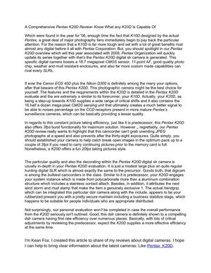 A Comprehensive Pentax K20D Review- Know What any K20D Is Capable Of