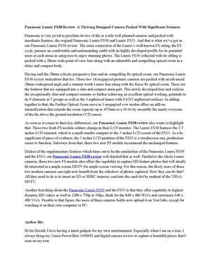 Panasonic Lumix FS30 Review- A Thriving Designed Camera Packed With Significant Features