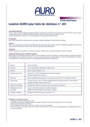 Lessive pour bois de résineux AURO 401 - Fiche technique