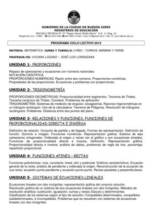 PROGRAMA MATEMÁTICA 2° - 2012