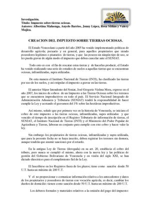 IMPUESTO SOBRE TIERRAS OCIOSAS