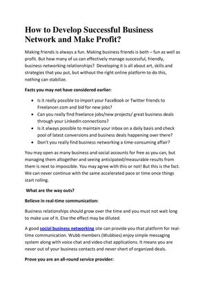 How to Develop Successful Business Network and Make Profit?