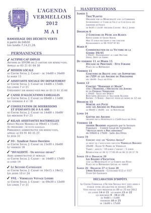 AGENDA VERMELLOIS MAI 2012
