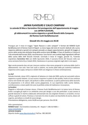 Japan flavours e Calici Campani - Romeo hotel