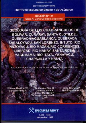 Geología - Cuadrangulo de Bolívar (5n), Curaray (5ñ), Santa Clotilde (5o), Quebrada Aguablanca (6n), Quebrada Sabaloyacu (6ñ), San Lorenzo (