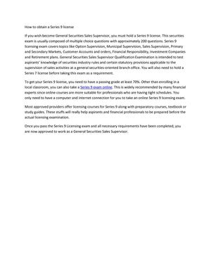 How To Get Your Series 9 License