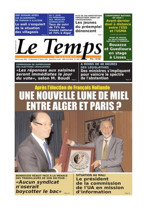 Le Temps d'Algérie Edition du Mardi 08 Mai 2012