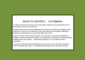 PROJECTE: LA FORMIGA