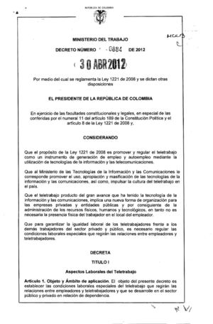 REGULACION DEL TELETRABAJO EN COLOMBIA