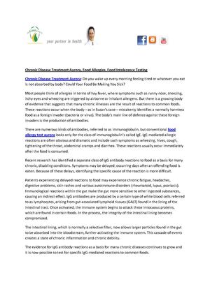Chronic Disease Treatment: Food Allergies Symptoms