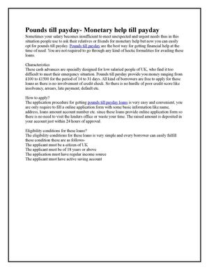 Pounds till payday