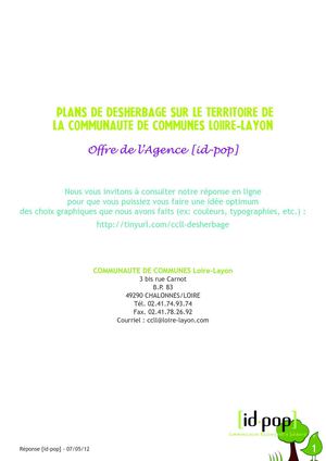  PLANS DE DESHERBAGE SUR LE TERRITOIIRE DE LA COMMUNAUTE DE COMMUNES LOIIRE-LAYON