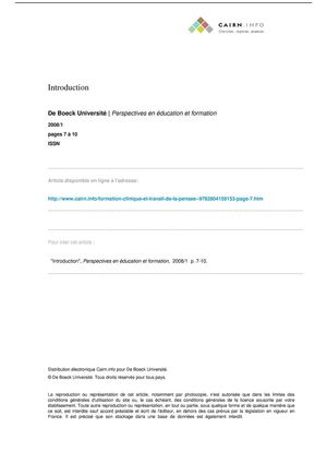 De la clinique. Un engagement pour la recherche et la formation.Introduction