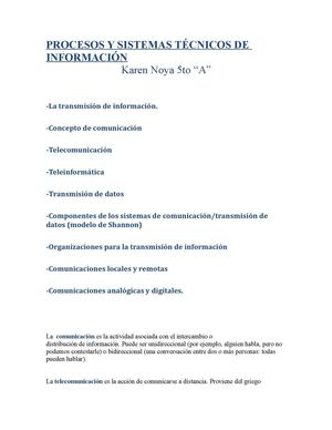La transmisión de informacion. 