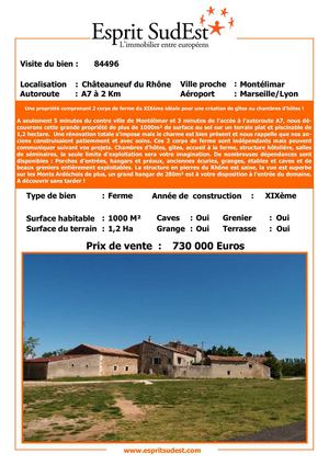 EspritSudEst vous présente : Une grande propriété comprenant 2 corps de ferme du XIXème idéale pour une création de gîtes ou chambres d’hôtes !