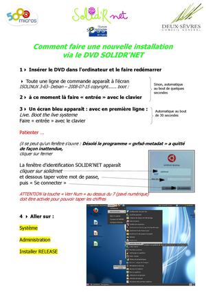 Reinstaller son PC avec le DVD Solidr'Net