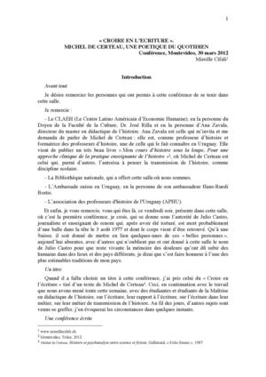 "Croire en l'écriture". Michel de Certeau, une poétique du quotidien