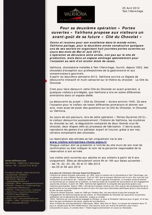 Journées portes ouvertes 2012 Valrhôna