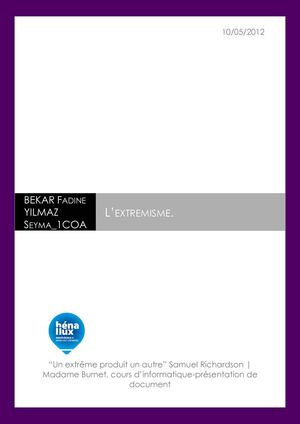 Présentation de document: l'extrémisme