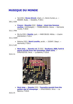 catalogue musique