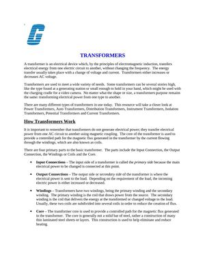 Transformers - General Information