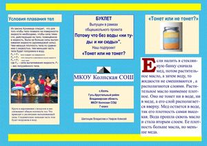 7 класс Тонет или не тонет