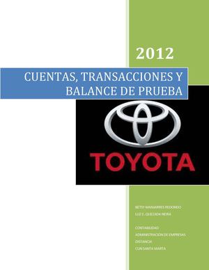 CUENTAS, TRANSACCIONES Y BALANCE DE PRUEBA