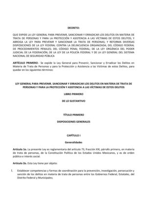 LEY GENERAL PARA PREVENIR, SANCIONAR Y ERRADICAR LOS DELITOS EN MATERIA DE TRATA DE PERSONAS