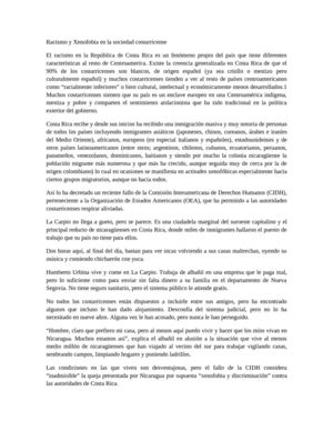 Racismo y Xenofobia en la sociedad costarricense