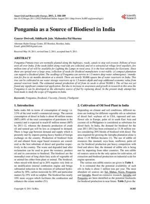 Pongamia as a Source of Biodiesel in India  