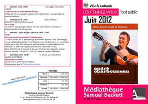 Animations de juin 2012 à la Médiathèque Samuel Beckett