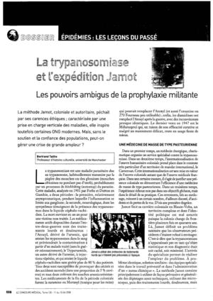 La trypanosomiase et l'expédition Jamot (dossier "épidémies les leçons du passé) - Concours médical